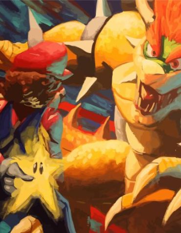 Abstract Mario and Bowser Paint By Numbers