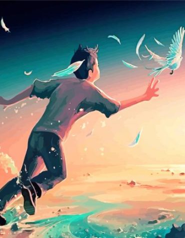 Beach Boy and Bird Paint By Numbers