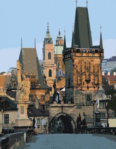 Prague Bridge Tower Cityscape Paint By Numbers