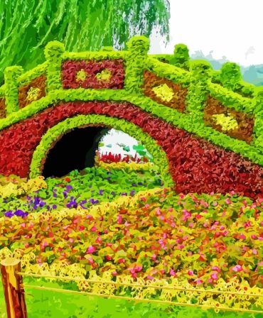 Serene Bridge Of Flowers Paint By Numbers