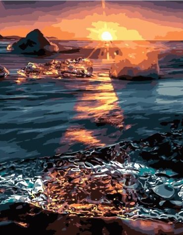 Bright Ocean Sunset View Paint By Numbers