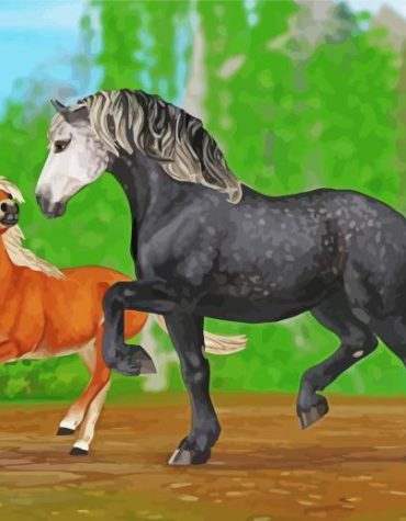 Percheron Horses Brown Black Paint By Numbers