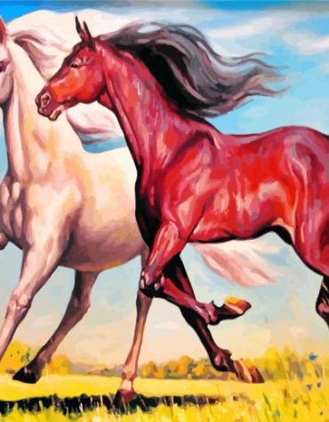 Breathtaking Brown White Horses Paint By Numbers