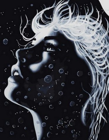 Black and White Bubble Girl Paint By Numbers