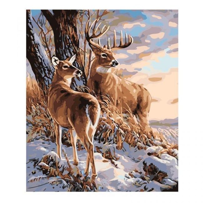 Buck and Doe Antlers Theme Paint By Numbers