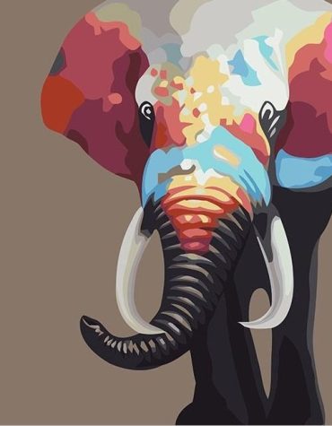 Bull Elephant Colorful Paint By Numbers