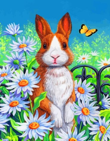 Bunny and Daisy Field Paint By Numbers