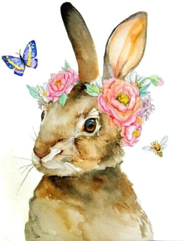 Bunny and Floral Arrangement Paint By Numbers
