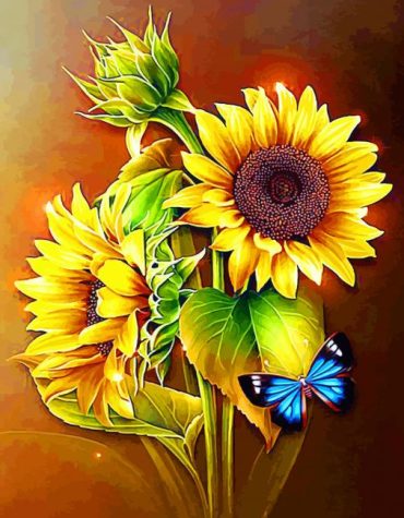 Sunflower Butterfly Delight Paint By Numbers