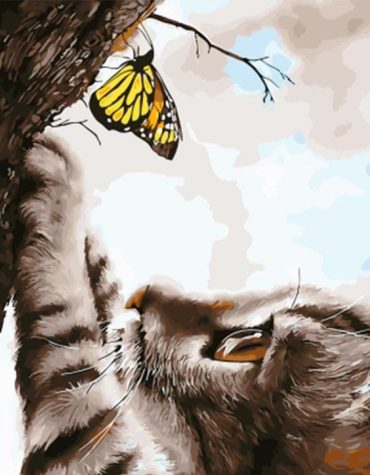 Butterfly and Kitty Paint By Numbers