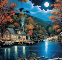 Lake Cabin Landscape Paint By Numbers