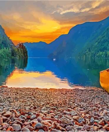 Cameron Lake Sunset Beauty Paint By Numbers