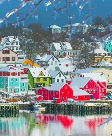 Winter Lunenburg Town Canada Paint By Numbers