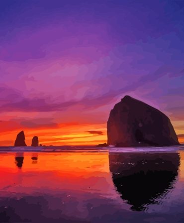 Cannon Beach Silhouette Paint By Numbers