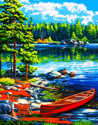 Canoes and Tranquil Lakes Paint By Numbers