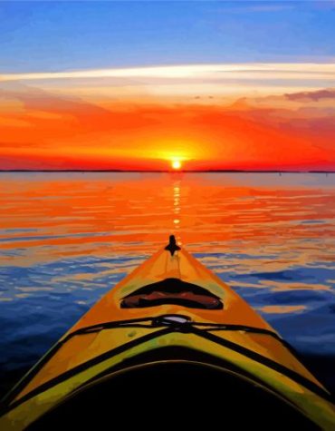 Canoe Sunset Seascape Paint By Numbers