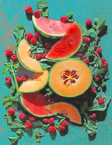 Cantaloupe and Watermelon Paint By Numbers