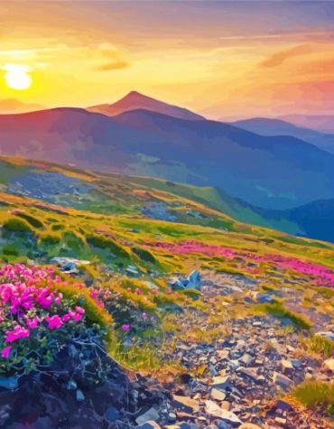 Sunset Over Carpathian Mountains Paint By Numbers