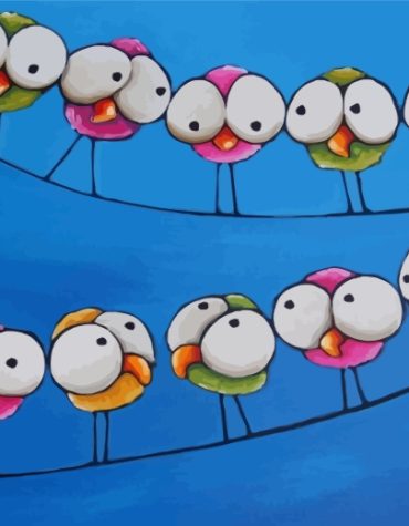 Cartoon Birds Perched Paint By Numbers