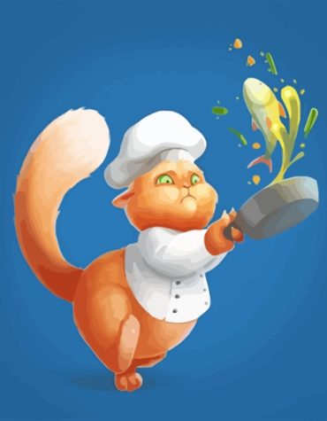 Fat Chef Cat Painting Kit Paint By Numbers