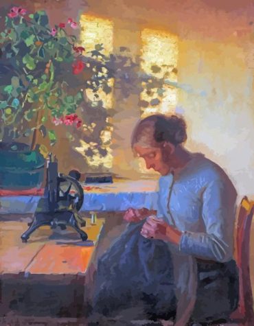 Vintage Sewing Lady Cassatt Paint By Numbers