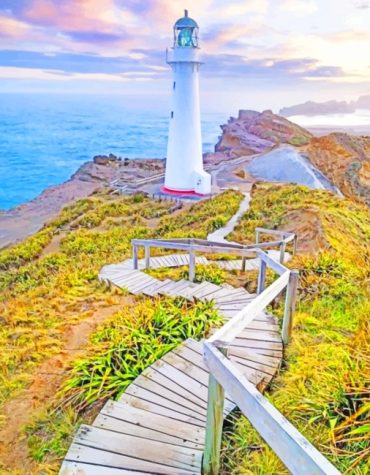 Scenic New Zealand Lighthouse Paint By Numbers