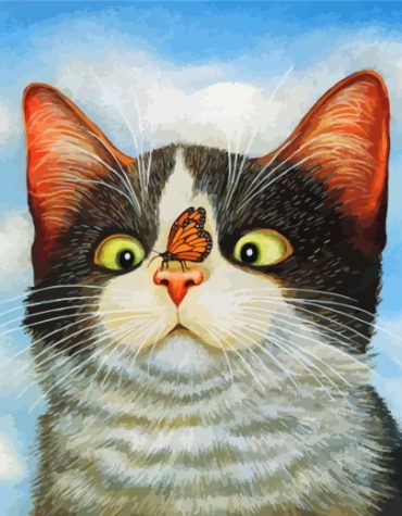 Cat and Butterfly Art Paint By Numbers