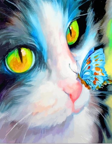Kitten and Butterfly Paint By Numbers