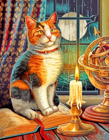 Cat and Candle Illumination Paint By Numbers