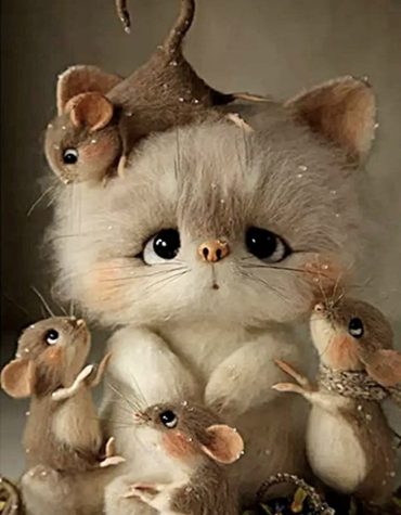 Playful Cat and Mouse Paint By Numbers