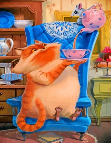 Fat Cat Tea Time Paint By Numbers