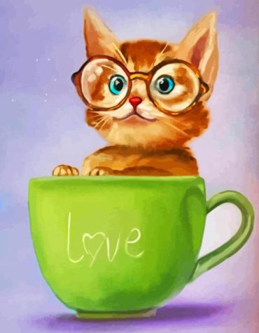 Kitten in Cup Paint By Numbers