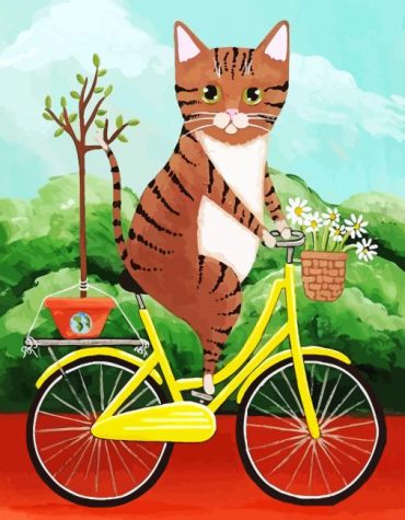 Kitty on Bicycle Paint By Numbers
