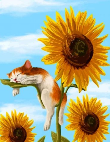Cat and Sunflower Paint By Numbers