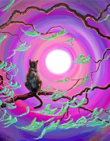 Moonlit Cat and Kitten Paint By Numbers