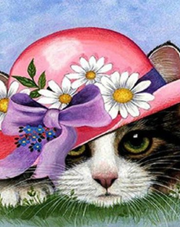 Floral Cat Design Paint By Numbers