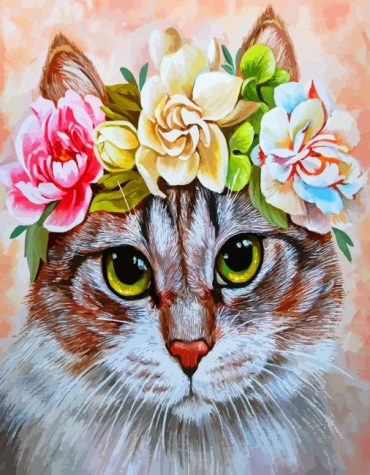 Floral Kitty Delight Paint By Numbers