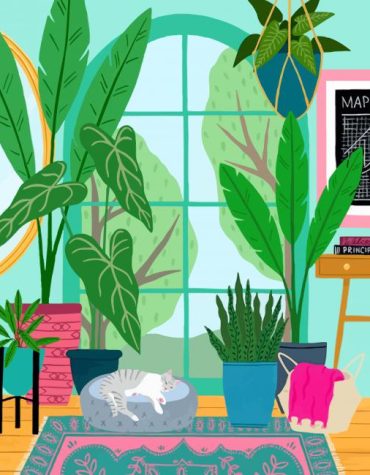 Cartoon Cat and Plant Paint By Numbers