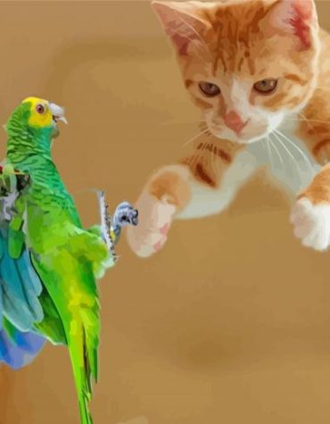 Cat and Parrot Bonding Paint By Numbers
