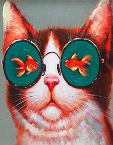 Cat with Glasses Paint By Numbers