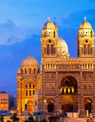 Marseille Cathedral Night Scene Paint By Numbers