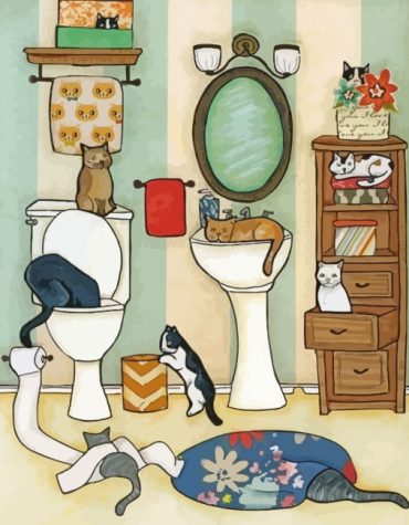 Bathing Cats Paint By Numbers