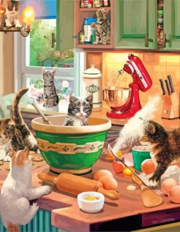 Playful Felines Kitchen Paint By Numbers