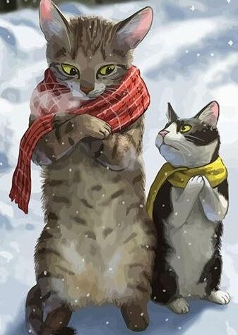 Cats in Winter Paint By Numbers