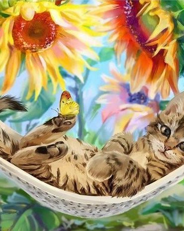Cozy Cat Hammock Paint By Numbers