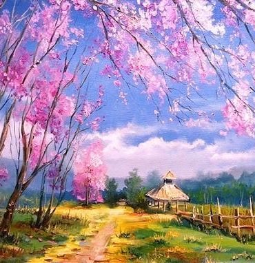 Cherry Tree Nature Landscape Paint By Numbers