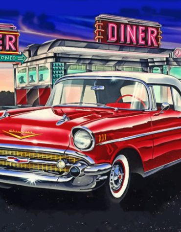 Red Chevy Bel Air Muscle Car Paint By Numbers