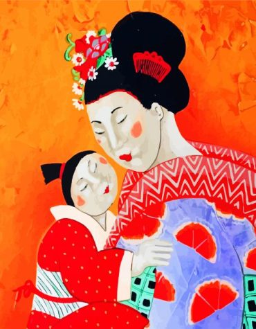 Japanese Mother and Daughter Paint By Numbers