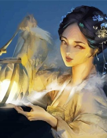 Chinese Woman Lantern Paint By Numbers