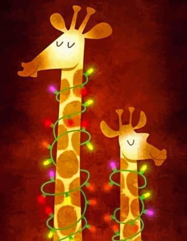 Christmas Giraffe Lights Paint By Numbers